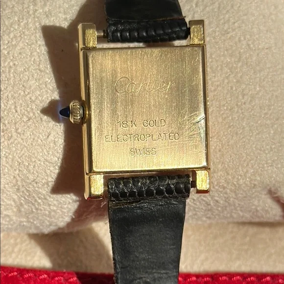 Cartier Tank Gold and Black Watch - Blue Face - Picture 6 of 13